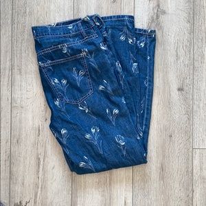 Anthro jeans with tulip print